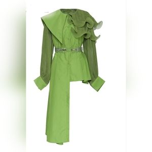 Hi-Lo Lantern Collar Shirt Dress